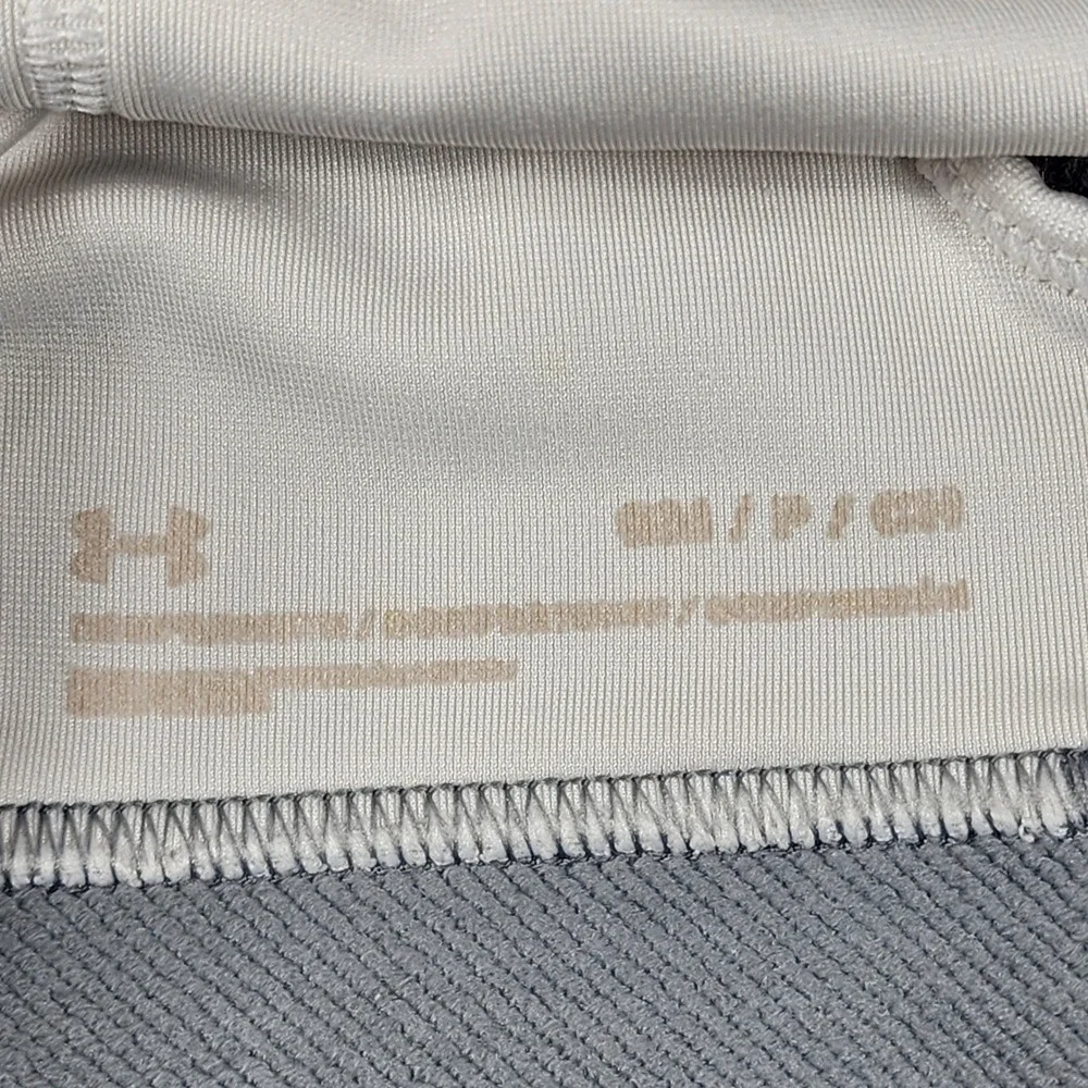 Under‎ Armour Mid Crossback Sports Bra White Gray Medium Impact HeatGear SM